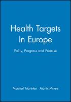 Health Targets In Europe - Polity, Progress andPromise